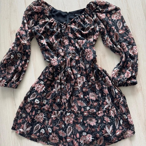Madewell Long Sleeve Dress in Black Floral - Picture 7 of 7